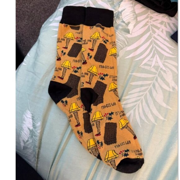 Leg Lamp socks - Fra-Gee-Lay and leg lamp & box print - A Christmas Story - Picture 1 of 1